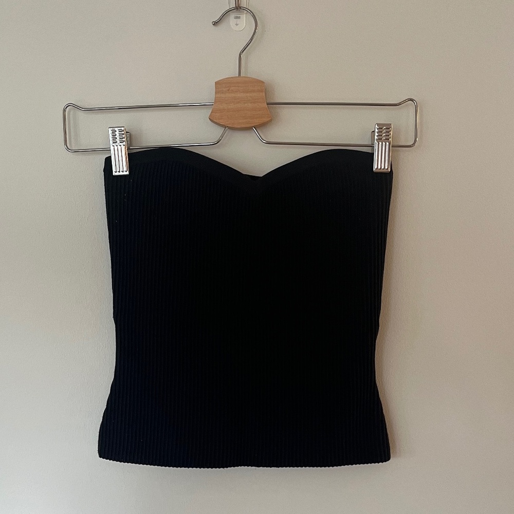Aritzia Black Strapless Ribbed Tube Top